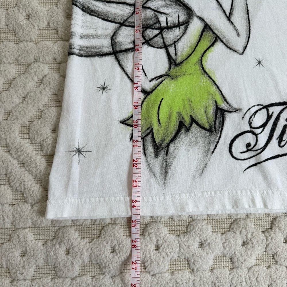 Disney Store White Tinker Bell Organic Cotton T-Shirt size Medium - Picture 9 of 9